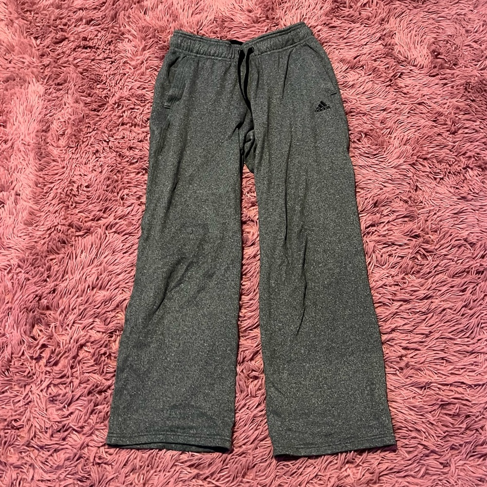 gray and black adidas sweatpants